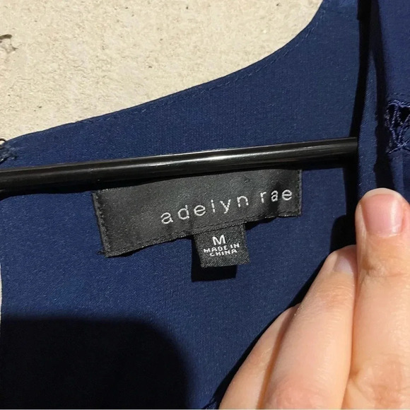 Adelyn Rae Navy Eyelet Lace Romper Sz M Long Sleeves Shorts - Picture 4 of 11